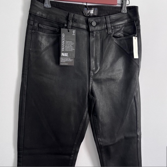 Paige Cindy Mid-Rise Coated Straight Black Jeans  size 30 NWT - Picture 10 of 15
